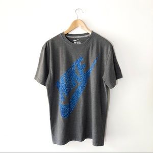 Nike Grey and Blue Graphic Tee